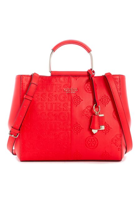 Venta Bolsa Guess Cafe Con Rojo En Stock